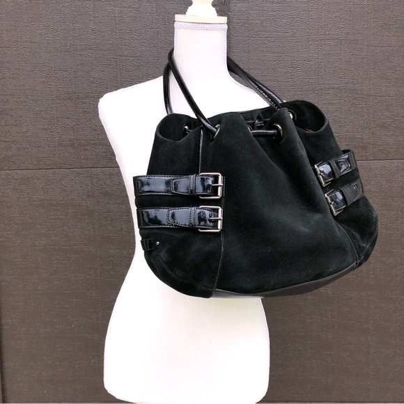 Cole Haan black suede satchel - Picture 2 of 8